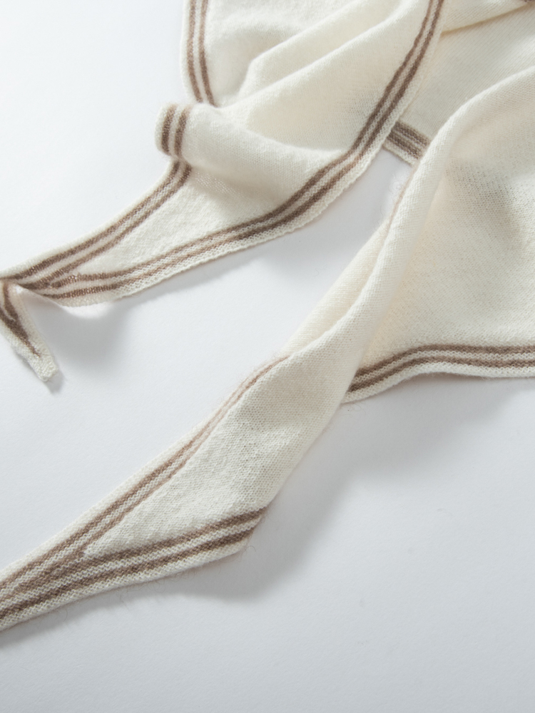 Écharpe triangulaire en cachemire pour femmes, petit châle, chauffe-cou, rayures appliquées, capot polyvalent, Pashmina, accessoires en tricot doux, printemps