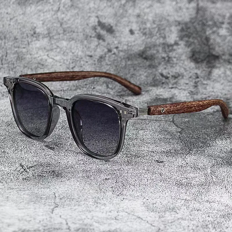 Lunettes de soleil pour hommes et femmes, tendance, rétro, Grain de bois, polarisées, Protection UV, cyclisme, photographie de rue en plein air
