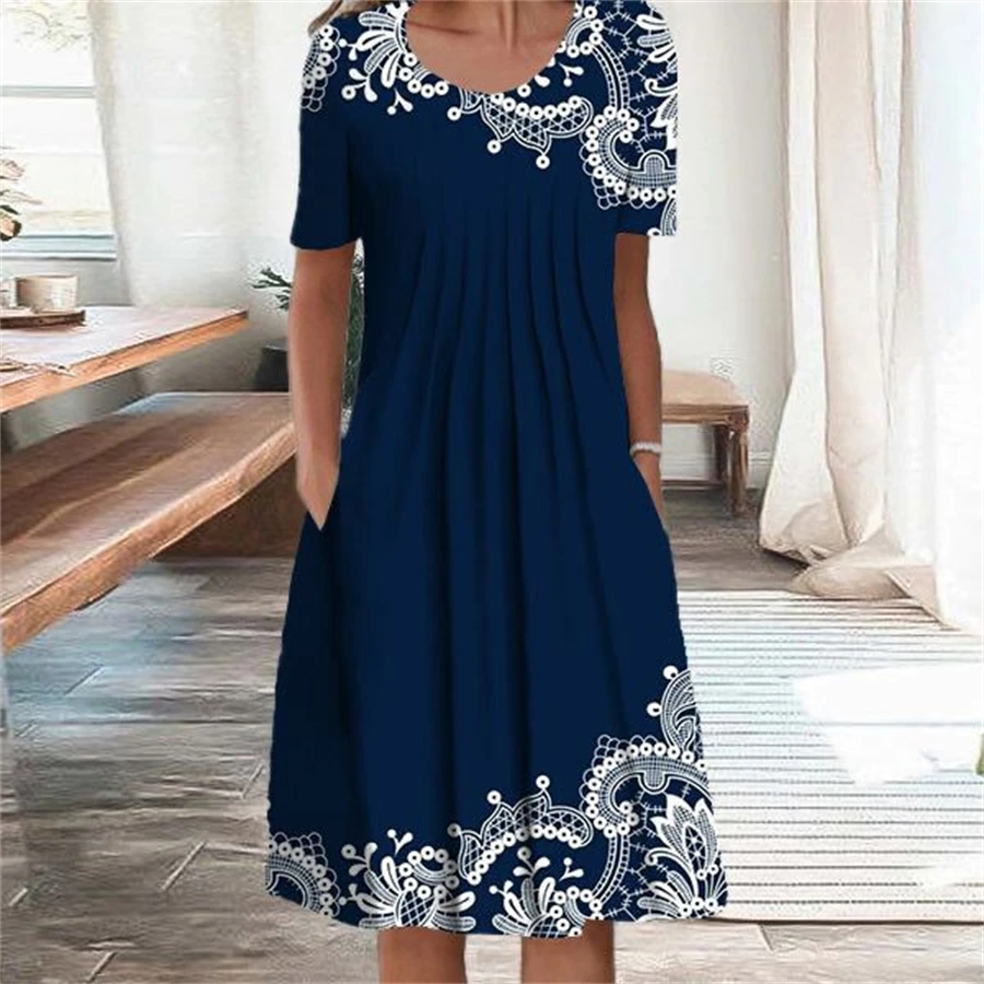 Mode femmes élégantes robe ample tenue décontractée femmes robe imprimée nouveau tempérament
