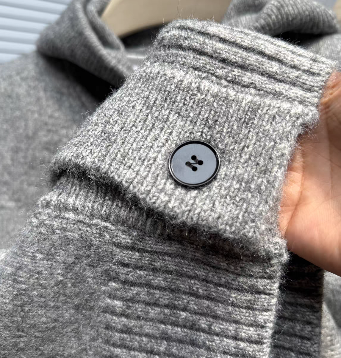 Mode luxe à capuche tricoté cardigan style coréen jeunesse tendance doux confort automne nouvelle couleur unie décontracté haute qualité hommes manteau