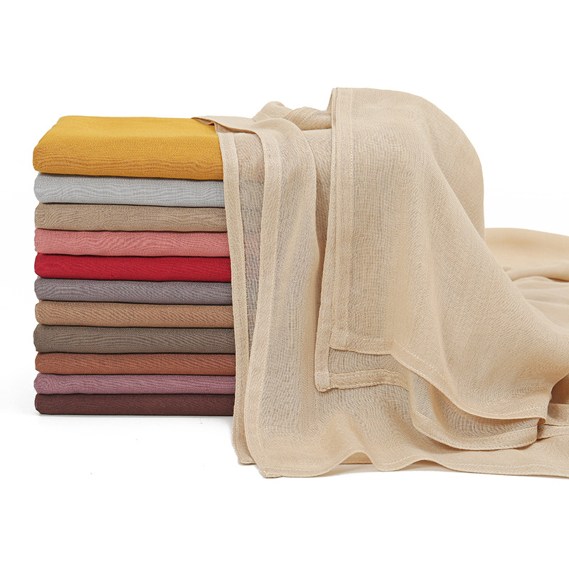 29 couleurs 180*95 cm Ramadan femmes large bord solide coton rayonne Hijab écharpe dame enveloppes châles bandeau musulman foulards islamiques