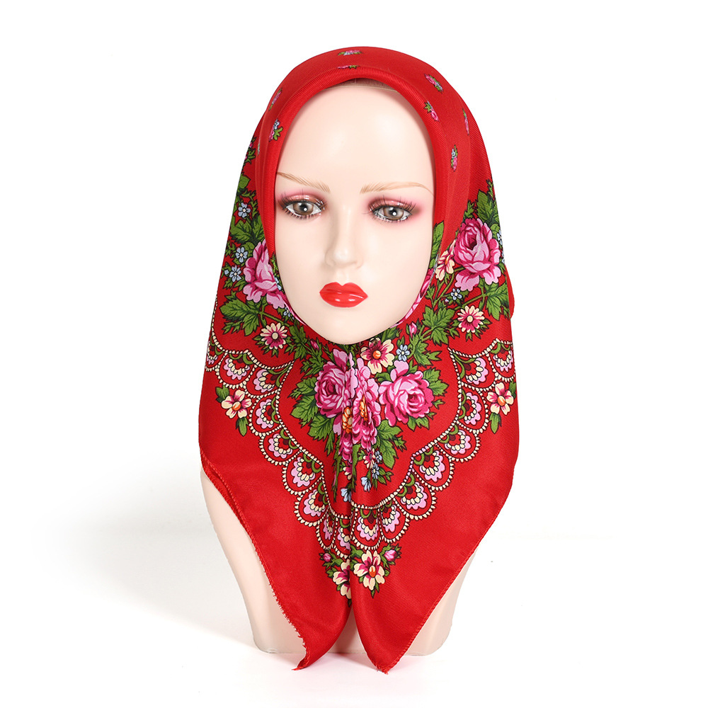 70*70 cm russe carré écharpe de luxe femmes fleur impression Bandana femme bandeau foulards mouchoir Babushka bandeau