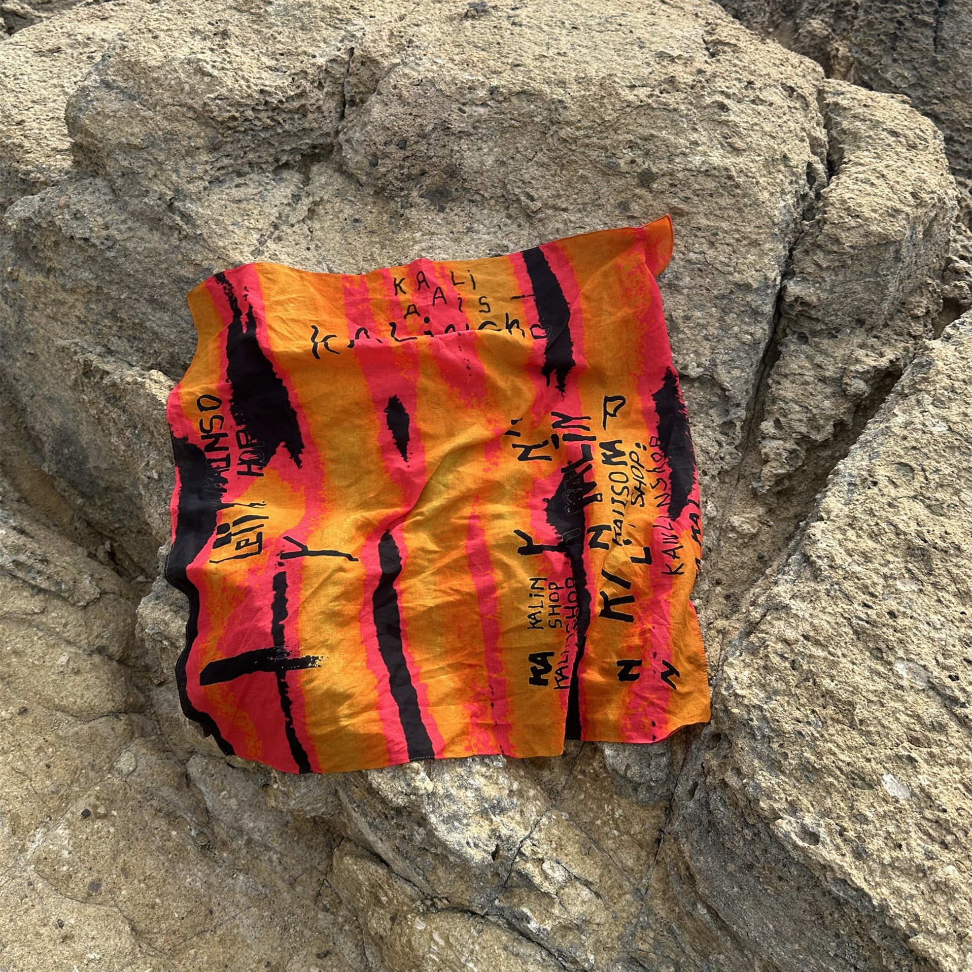 Style japonais peint à la main Design pur coton Punk Hip Hop Bandana homme femme Orange tigre motif foulard