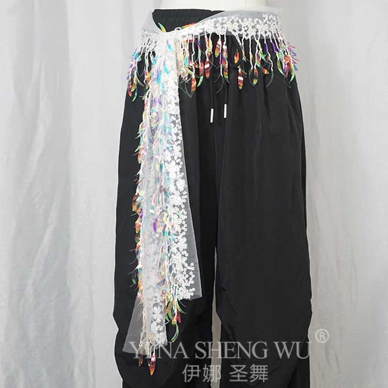 Chaîne de taille orientale, foulards de hanche, Costume de danse du ventre, écharpe de hanche pour femmes, pompon à paillettes, accessoires de danse du ventre, ceinture