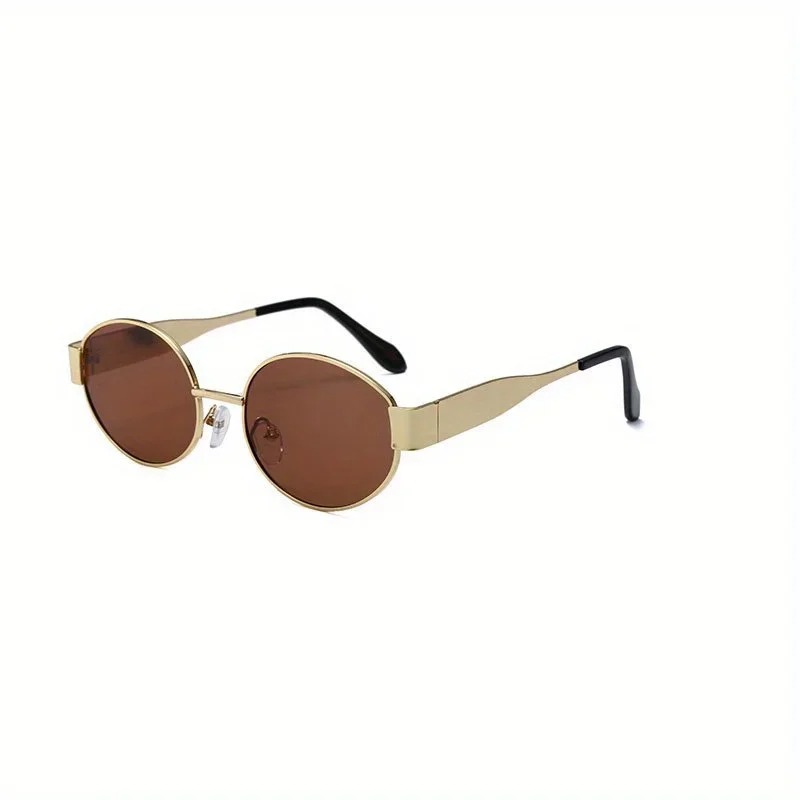 Lunettes de soleil ovales pour femmes et hommes, monture en métal tendance, lunettes de soleil classiques