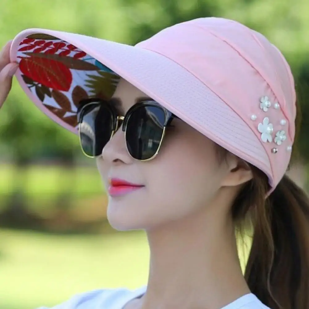 Chapeau de soleil pliable à large bord pour femmes, idéal pour les vacances d'été, anti-UV, visière de plage, chapeaux décontractés