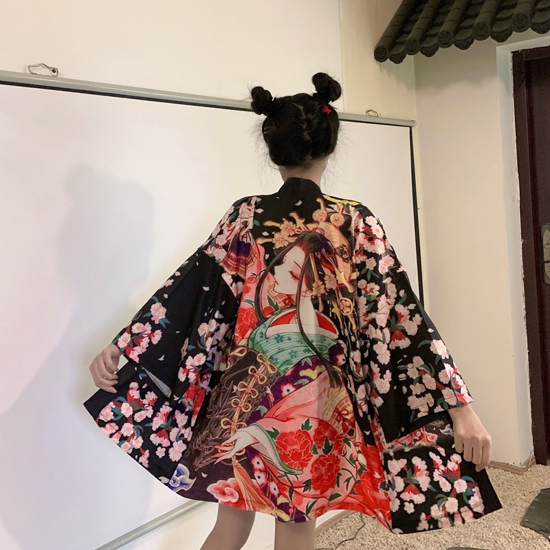 Kimono japonais pour femmes, cardigan de plage, kimono japonais, cosplay traditionnel yukata, obi haori, vêtements japonais, V1864, 2020