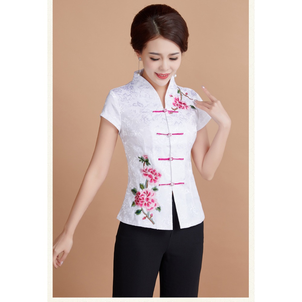 Vêtements traditionnels chinois pour femmes, hauts Qipao Cheongsam Hanfu Style ethnique Vintage décontracté, Streetwear d'été