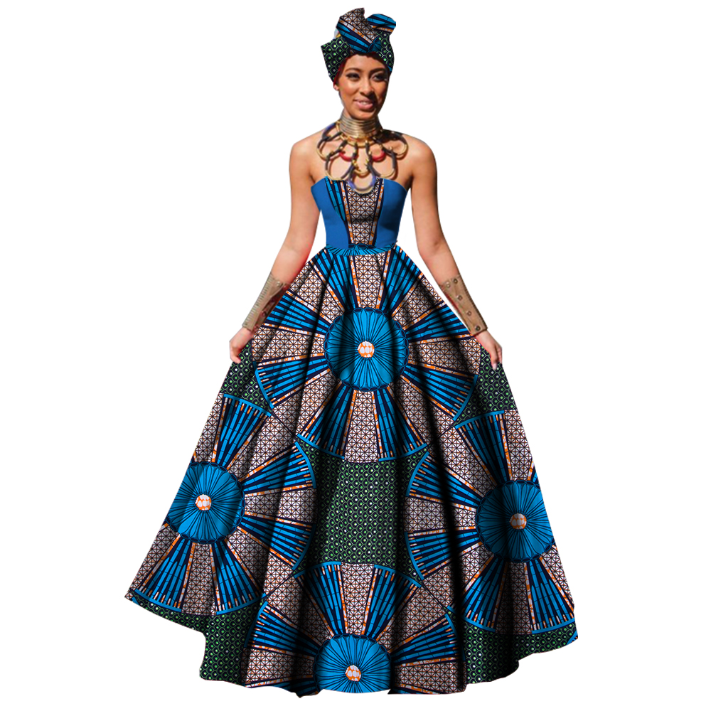 Robe Africaine Dashikis Imprimée pour Femme, Tenue de Bal, de Soirée, Maxi et Sans Bretelles, Vêtement avec Sauna Gratuit, Grande Taille, WY1805
