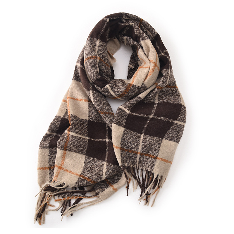 Écharpes en fausse fourrure imitation cachemire pour femme, écharpe à carreaux chaude et épaisse pour l'automne et l'hiver, châle à franges très tendance