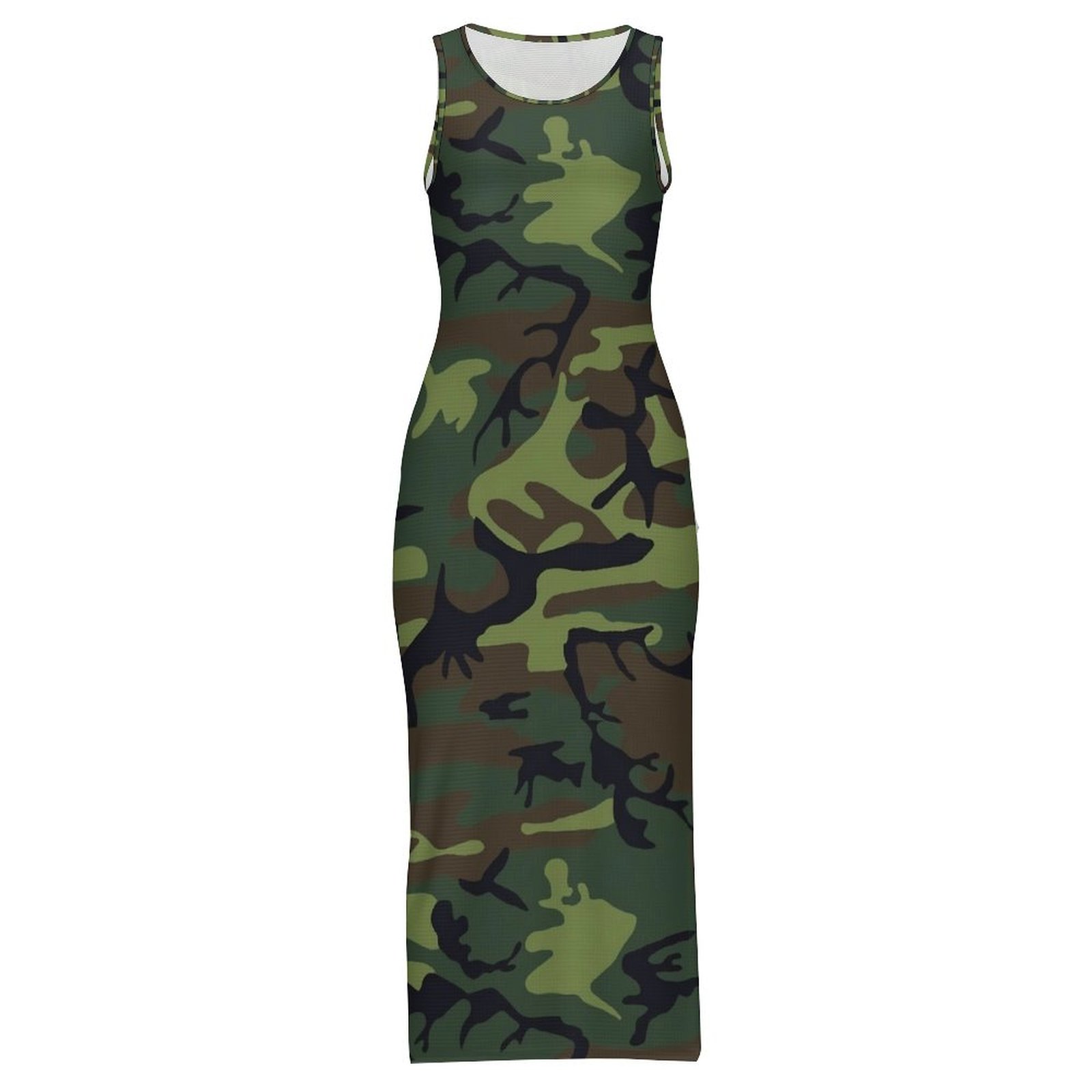 Femmes camouflage robe trapèze robe Streetwear robe moulante été sans manches boîte de nuit Maxi robes graphique grande taille robes