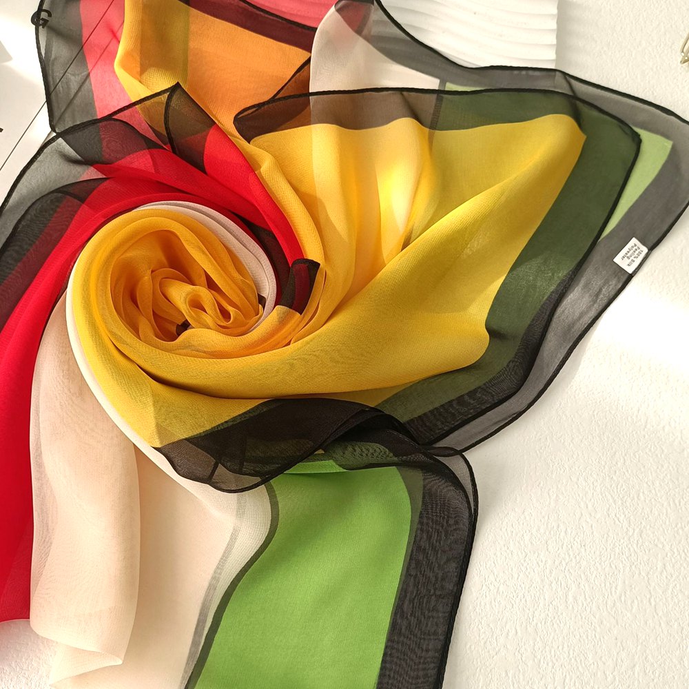 Foulards longs en mousseline de soie pour femmes, écharpes de plage, crème solaire, Georgette soyeuse, écharpe d'impression dégradée, châles Hijab fins et doux, 160x50cm
