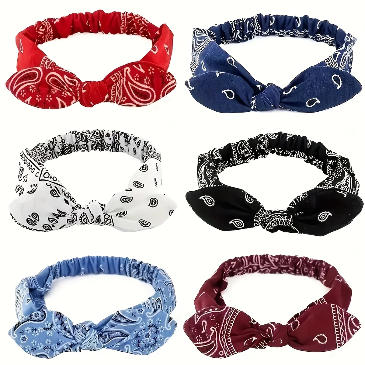 Bandeau élastique à nœud imprimé cachemire, turban, accessoire de coiffure pour femme, décontracté, sport, lavage du visage, 6 couleurs