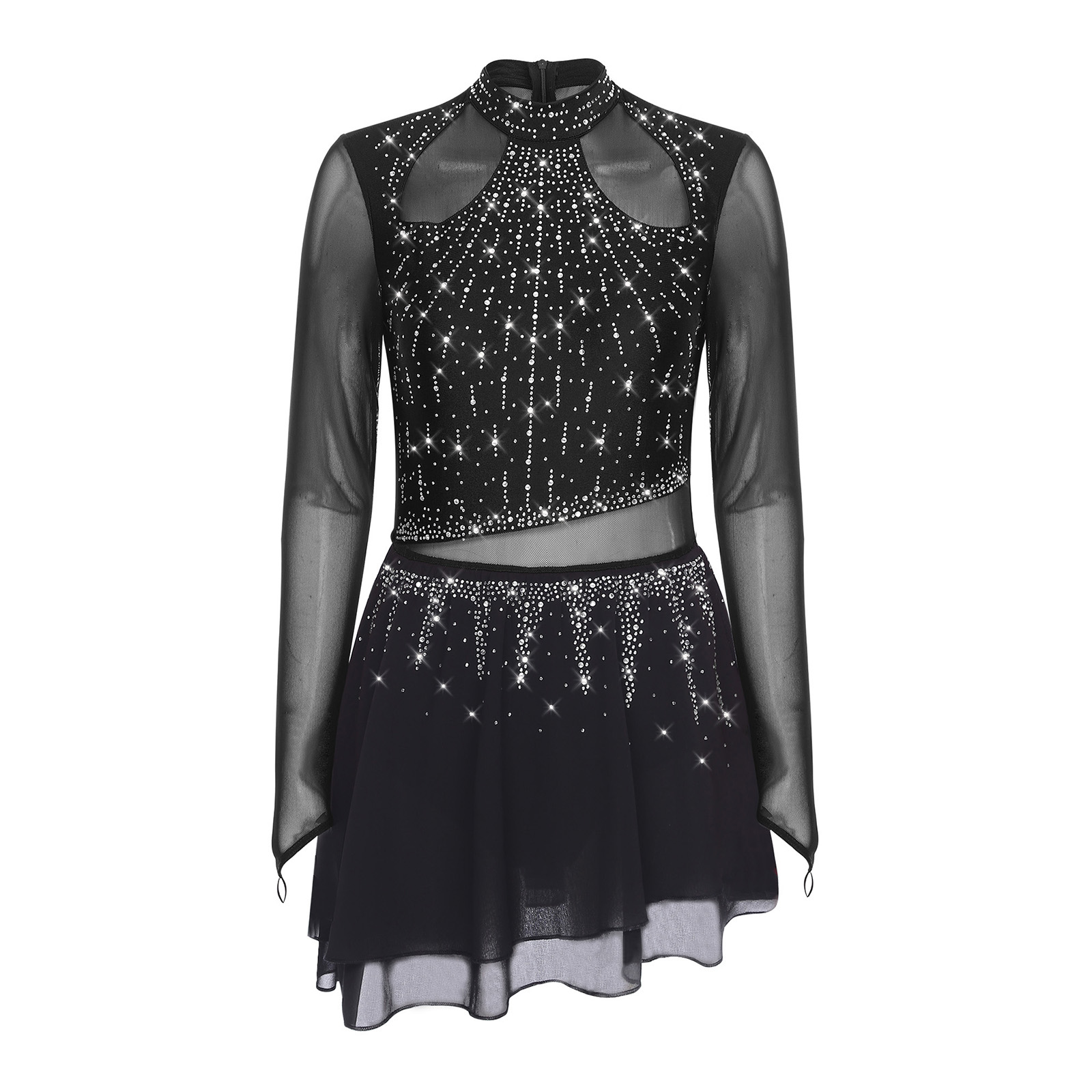 Robes de danse lyrique pour femmes, jupe en mousseline de soie à manches longues, robe justaucorps, patinage artistique, gymnastique, Costume de spectacle de danse de Ballet