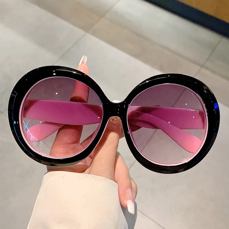Respzed-Lunettes de soleil rondes à grande monture pour hommes et femmes, lunettes populaires, nuances roses, vintage, punk, marque de luxe, designer