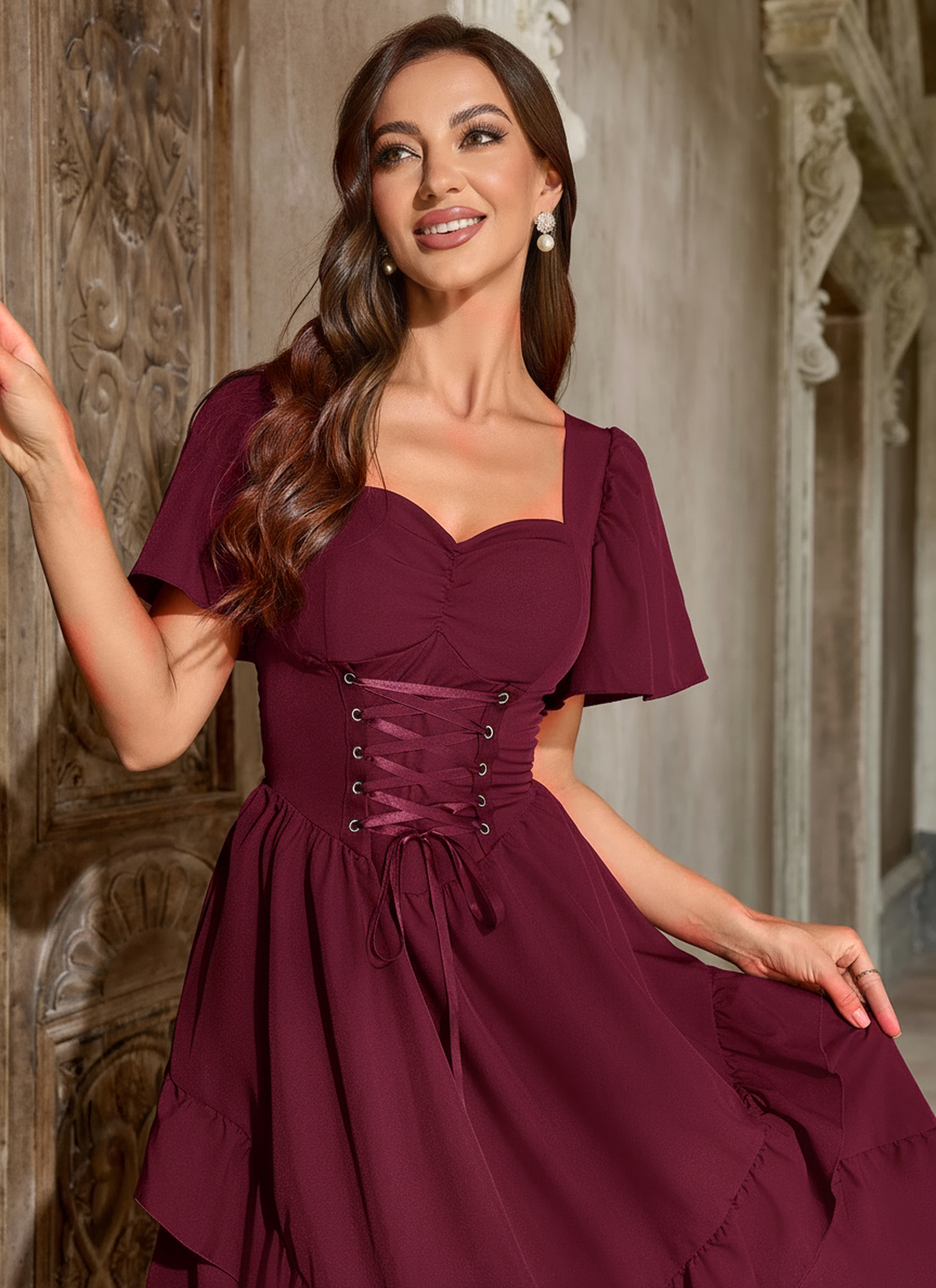 Robe Renaissance pour femmes Cottagecore, robe de Costume haut et bas à la mode