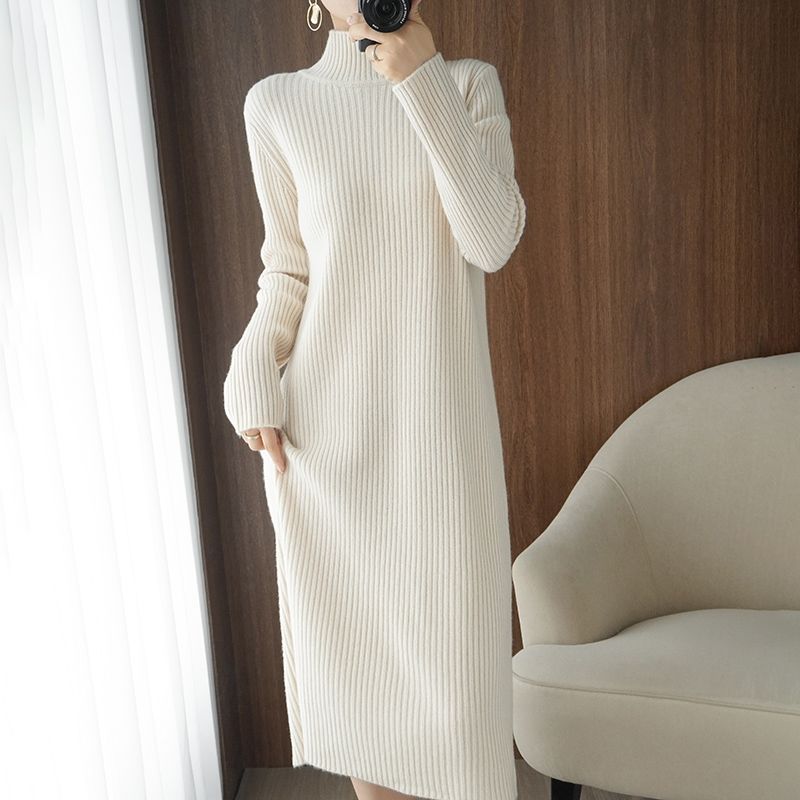 Robe pull maxi esthétique décontractée pour femmes, robes longues vintage, blanc, mode coréenne, hiver