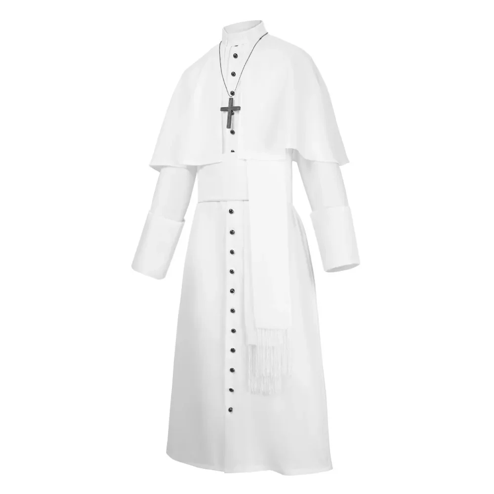 Robe Médiévale Rétro Quatre Couleurs, Tenue Complète de Cosplay, Costume de Prêtre et de Présenteuse pour Adultes, Idéal pour Halloween, Carnaval et Jeux de Rôle