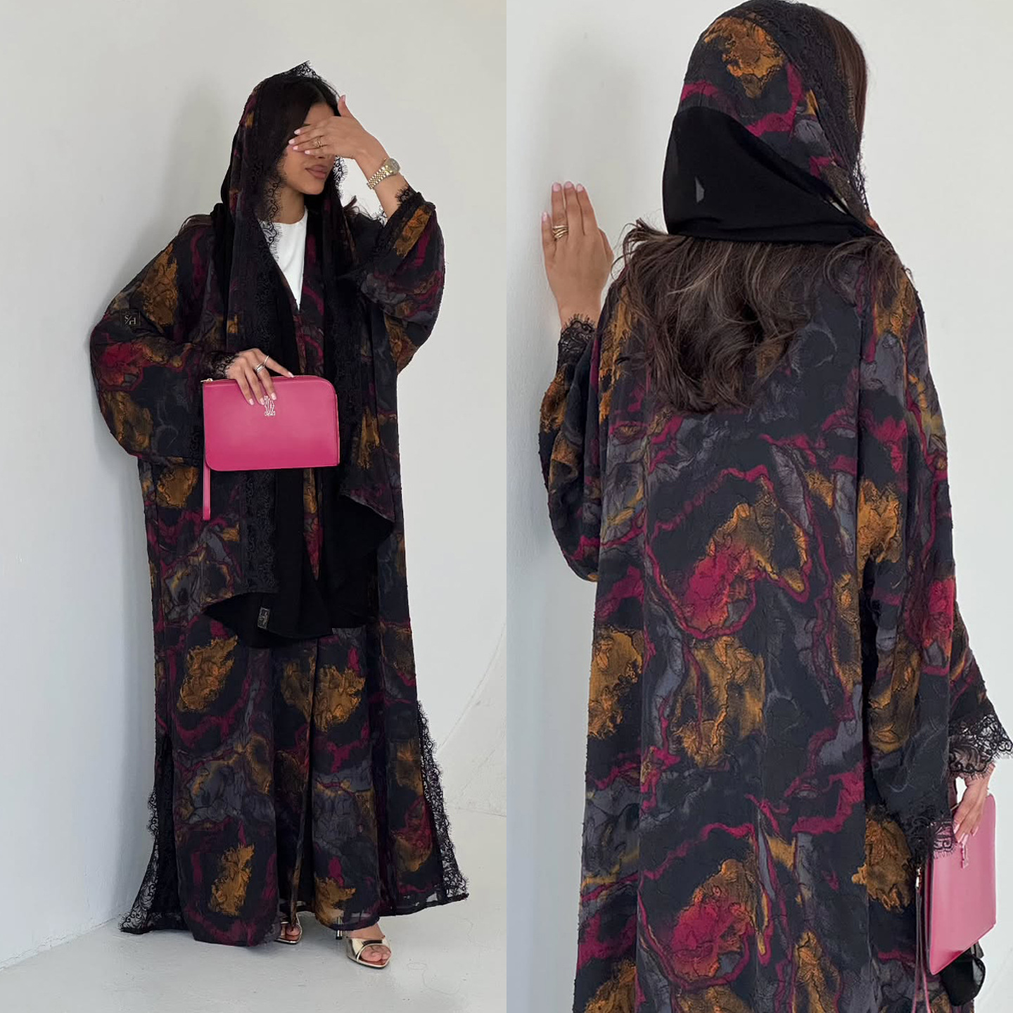 Ensemble Abaya Hijab pour femmes, robes imprimées, cardigan en dentelle musulmane, robe Khimar, ensemble 2 pièces, Jalabiya, Ramadan, Kaftan marocain, Vestidos