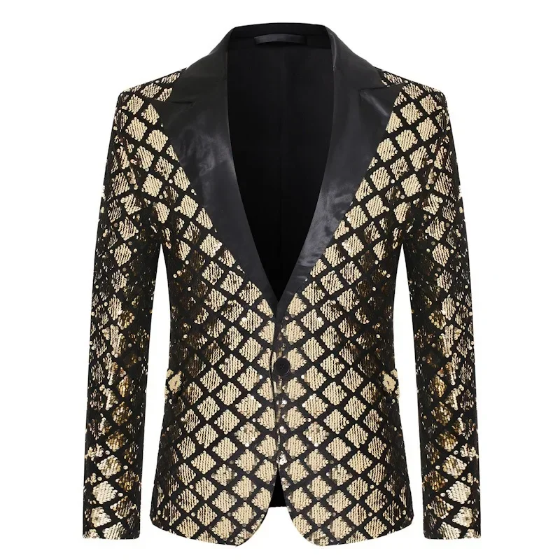 S-XL 2025 Nouveau Hommes Automne vitation Mode Sur Mesure Blazer Paillettes Plaid Décontracté Plus La Taille Africain Hommes Blazer