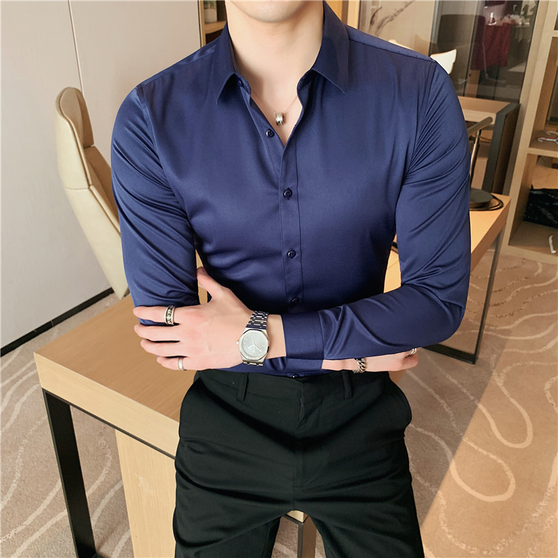 Grande taille S-7XL haute qualité hommes robe chemise 2024 automne à manches longues solide affaires chemises minces Homme robe sociale chemise décontractée