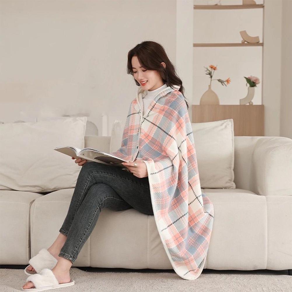Couverture châle multifonctionnelle pour sieste au bureau, Cape couvrant les jambes, chaleur du canapé, écharpe épaisse en Double Tartan