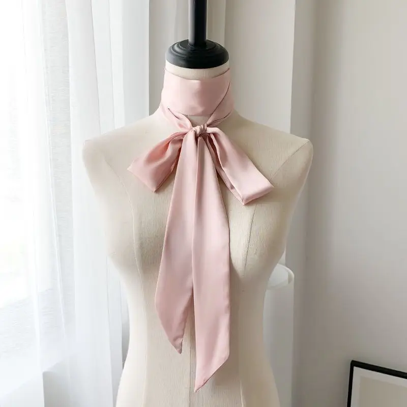 Écharpe en satin de soie 5x200cm, foulard étroit uni, longue écharpe fine en soie, bandeau pour la tête et le cou, ruban pour sac, bandeaux pour cheveux