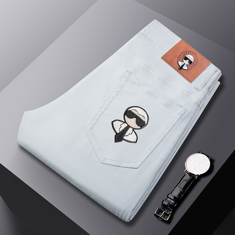 Jeans pour hommes tendance, coupe droite extensible, décontractés, coupe slim, pantalon en denim, marque masculine, design de luxe, pantalon classique pour affaires