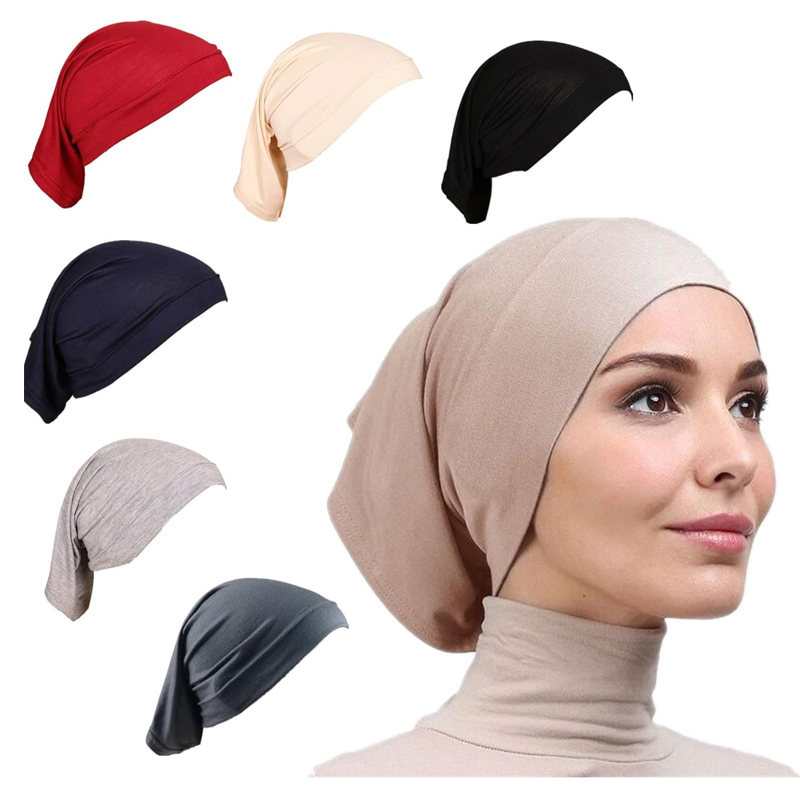 Bonnet Hijab sous écharpe pour femme, couvre-cou islamique, bonnet Sophia, chapeau musulman, ensemble de 6 pièces