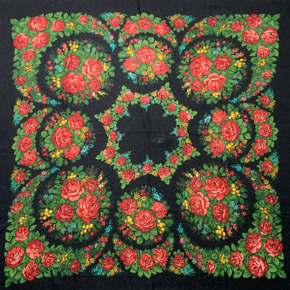 Foulard carré national russe 120*120cm pour femme, foulard bandana de luxe à imprimé floral, châle ukrainien, babouchka, hijab, couvre-chef