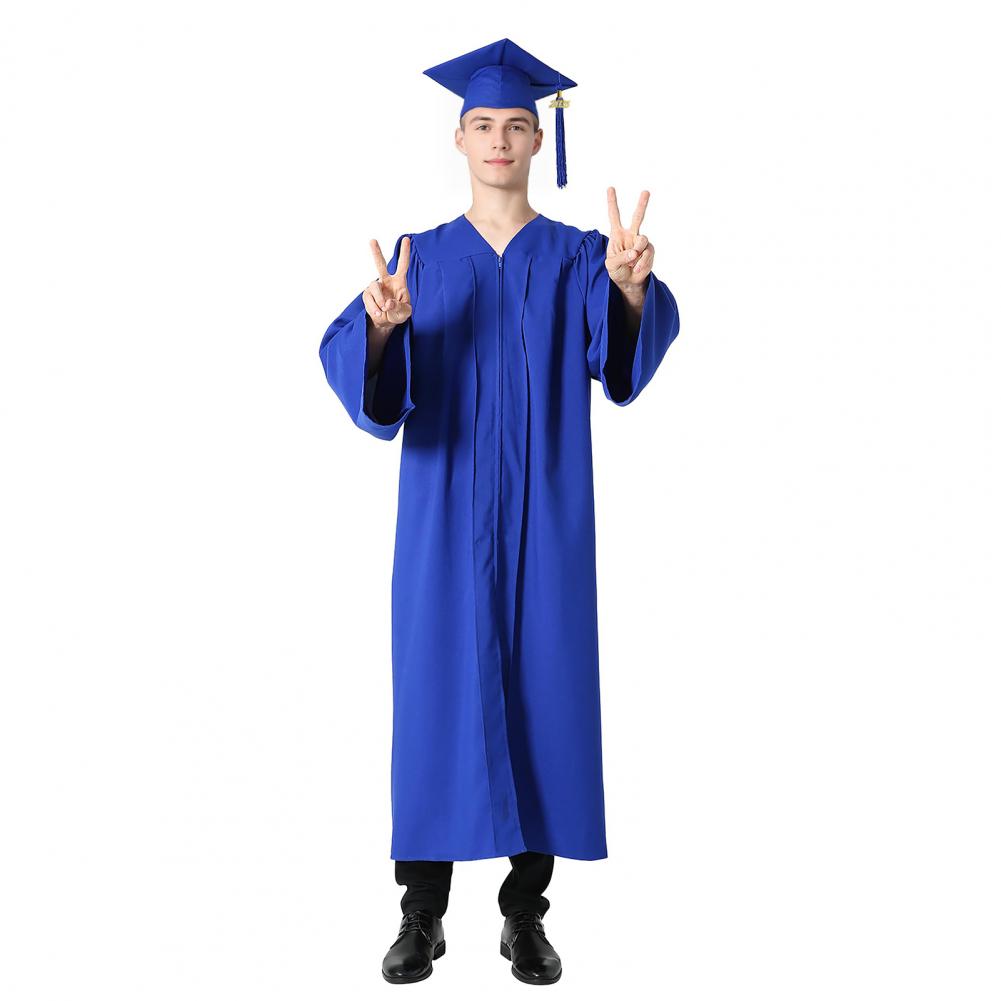 Tenue de remise des diplômes pour étudiants en arts, robe de graduation avec chapeau à col en V, uniforme de célibataire pour médecin, fête de remise des diplômes, longueur au genou longue
