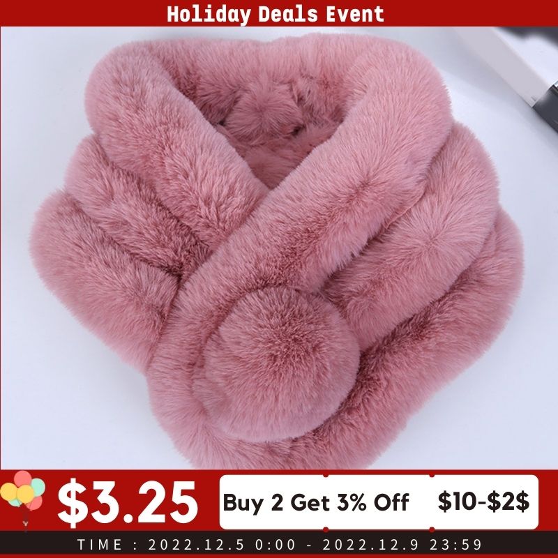 Écharpe épaisse en fausse fourrure pour femme, col croisé en peluche, châle chaud, écharpes Snood douces, vente en gros, hiver