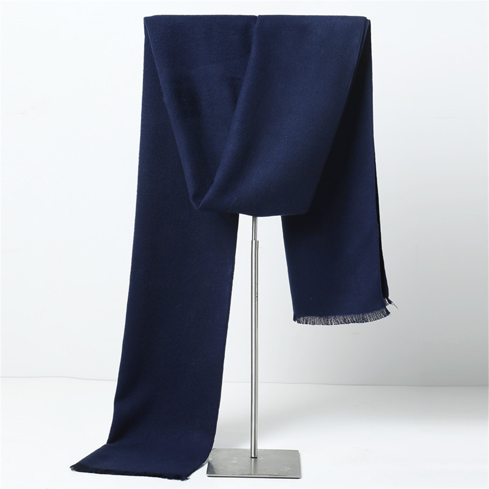 Mode hommes couleur unie cachemire écharpe hiver épaissir chaud Pashmina châle homme noir gris décontracté foulards gland Foulard Bufanda