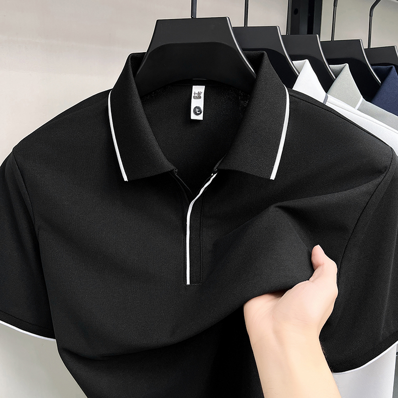 Designer marque Ice Silk manches courtes polo shirt confort respirant été monochrome hommes t - shirt mode affaires Casual TOP