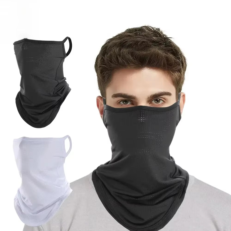Cache-cou respirant et séchant rapidement pour l'été, avec fixation sur les oreilles, protection solaire, utilisable comme masque demi-visage, bandana ou foulard