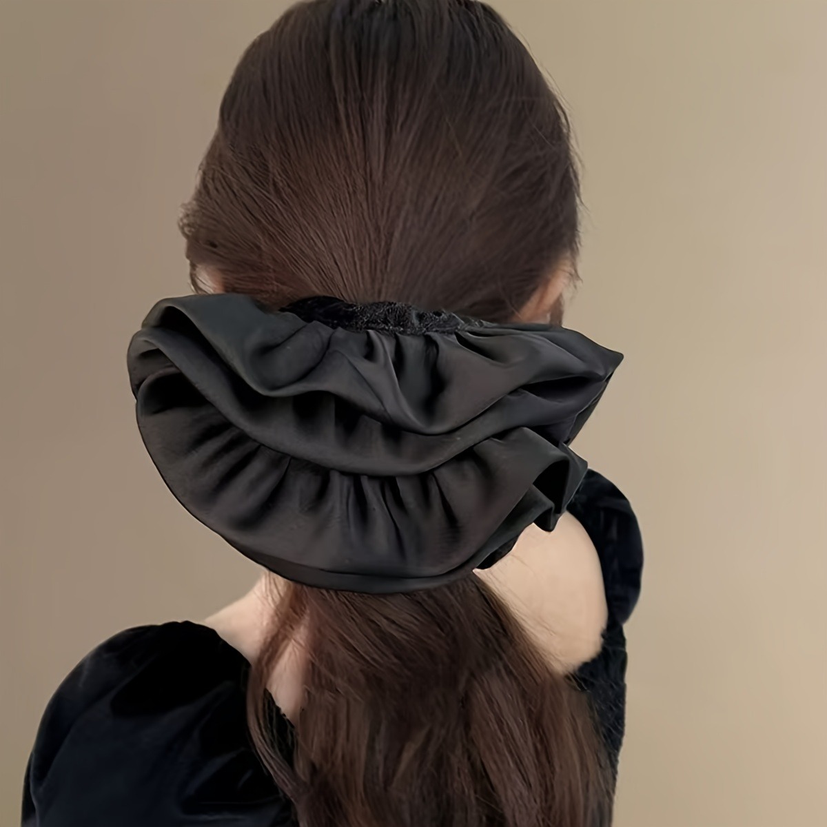 Grande boucle de cheveux florale avec Texture satinée, bandeau moelleux français élégant, cheveux enroulés, accessoire de bandeau pour gros intestin, 1 pièce