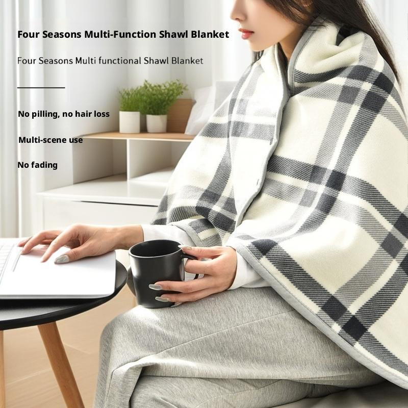 Châle-portable doux et chaud, plaid double couche, écharpe multifonction pour femme, couverture d'hiver à motif tartan