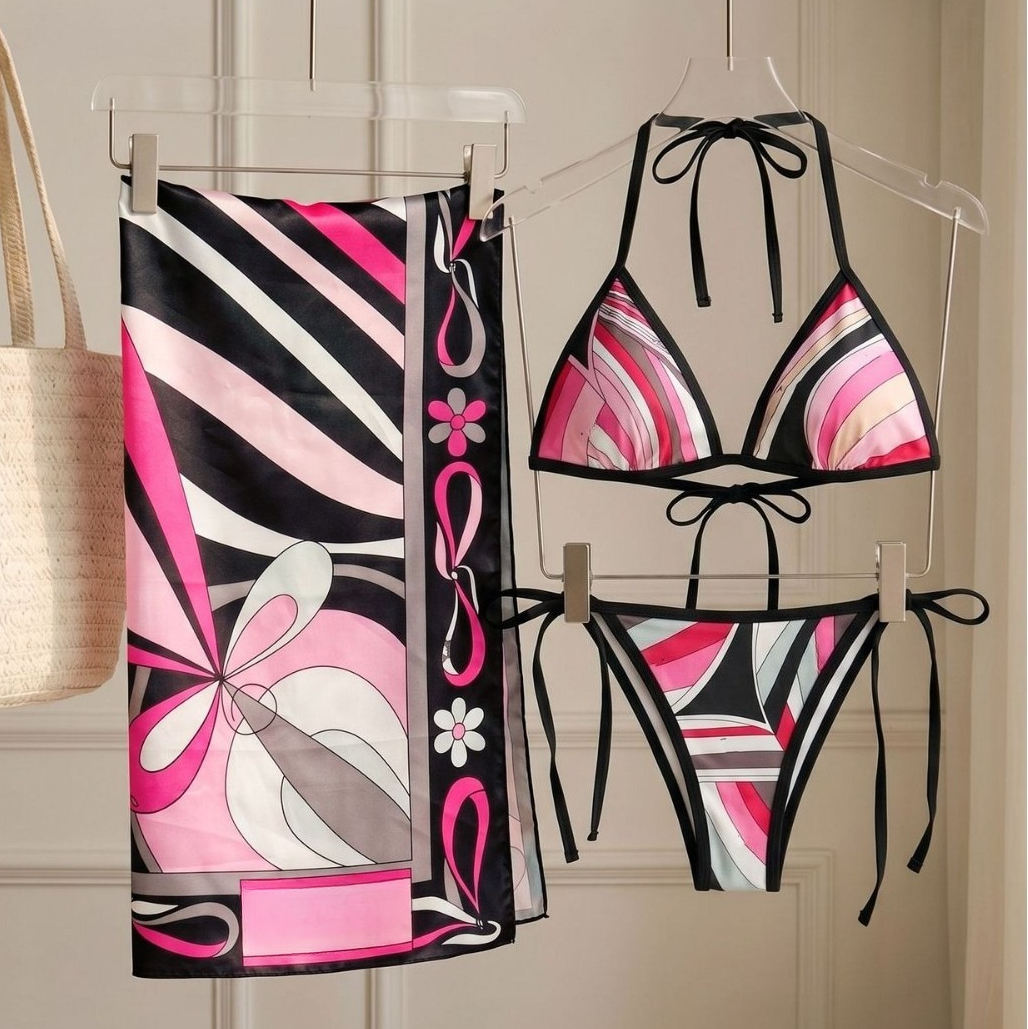 Ensembles de bikini pour femmes avec bandeau foulard et logo signature, ensembles de bikini sexy pour femmes, vêtements de plage, maillots de bain