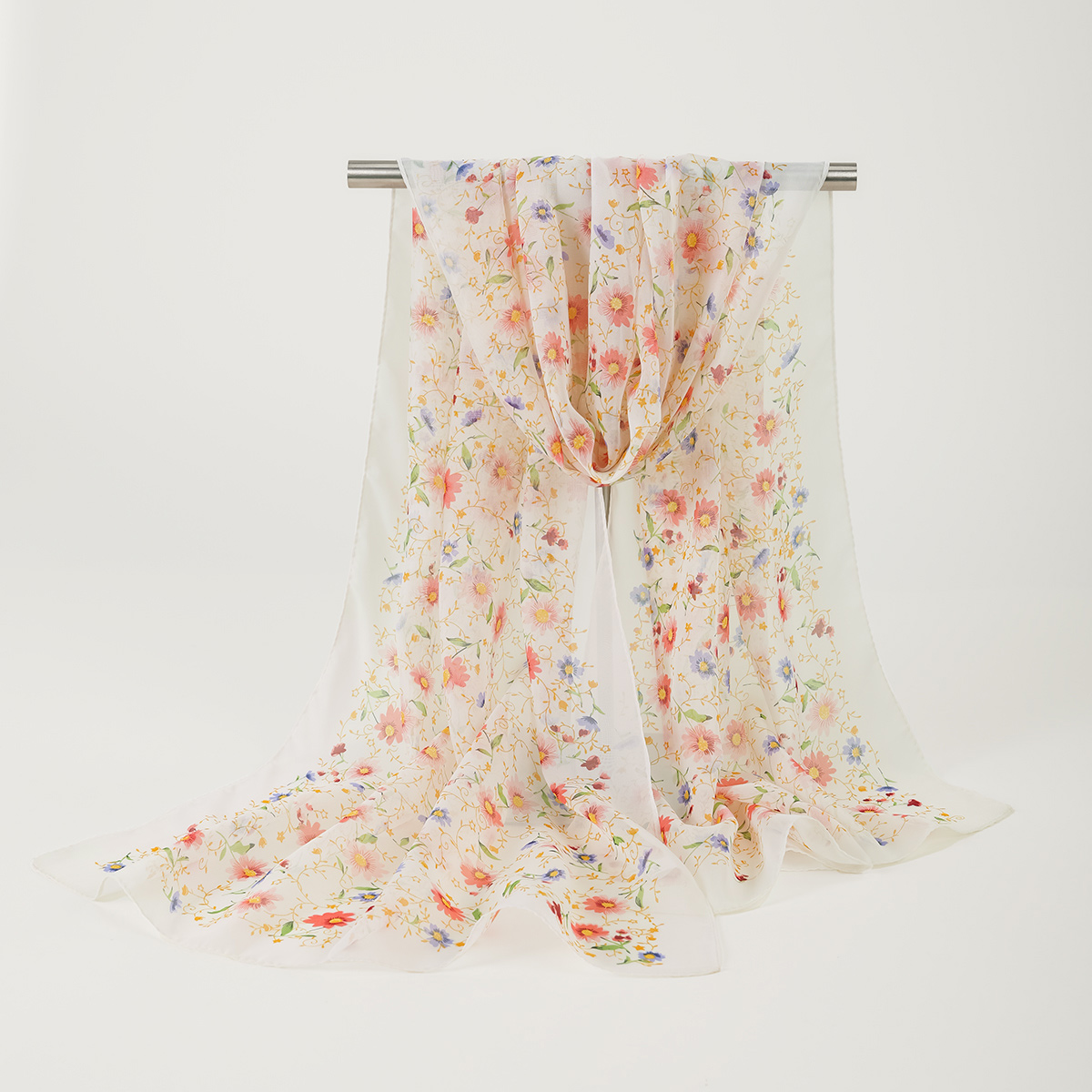 Écharpe d'été imprimée florale, châle léger et élégant en mousseline de soie, serviette de protection solaire pour voyage et plage, bandeau Turban à la mode