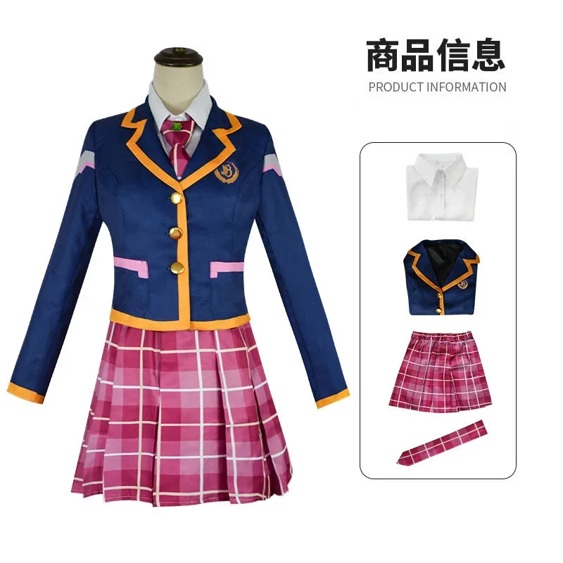 Costume de cosplay Song Hana, uniforme scolaire D.va JK pour femmes, ensemble haut, manteau et jupes, tenue d'Halloween Dva 3rd Party pour femmes