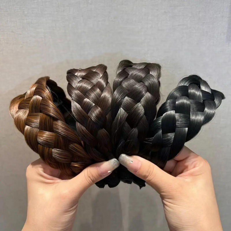 Bandeaux de perruque pour femmes, larges tresses en arête de poisson, cerceau de tête fait à la main, accessoires de coiffure, cadeau, 2023
