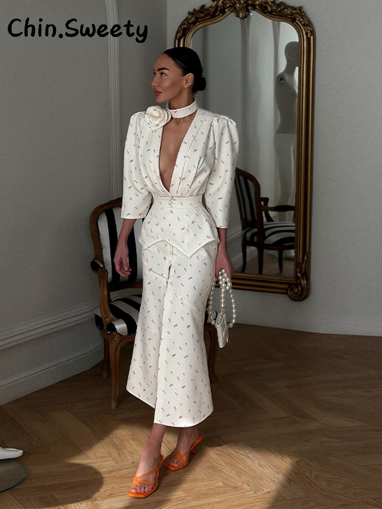 Robe longue élégante pour femme à imprimé floral 3D, col en V, manches bouffantes, patchwork, coupe trapèze, collection Printemps 2026, idéale pour les fêtes