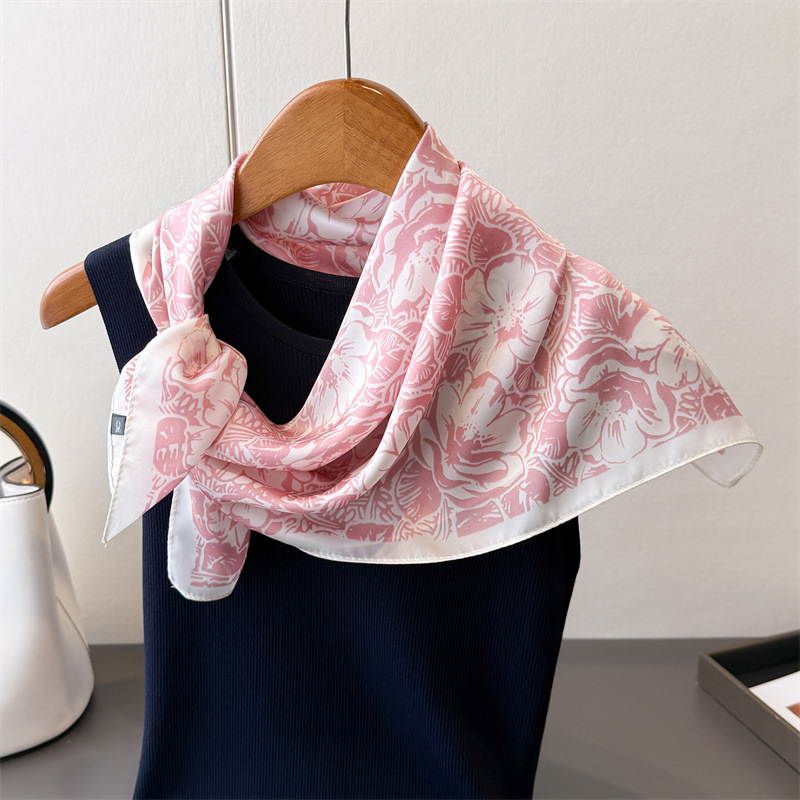 Foulard en soie 70x70 cm pour femme, motif cheval, petit carré, imprimé, haut de gamme, pour le cou ou la tête