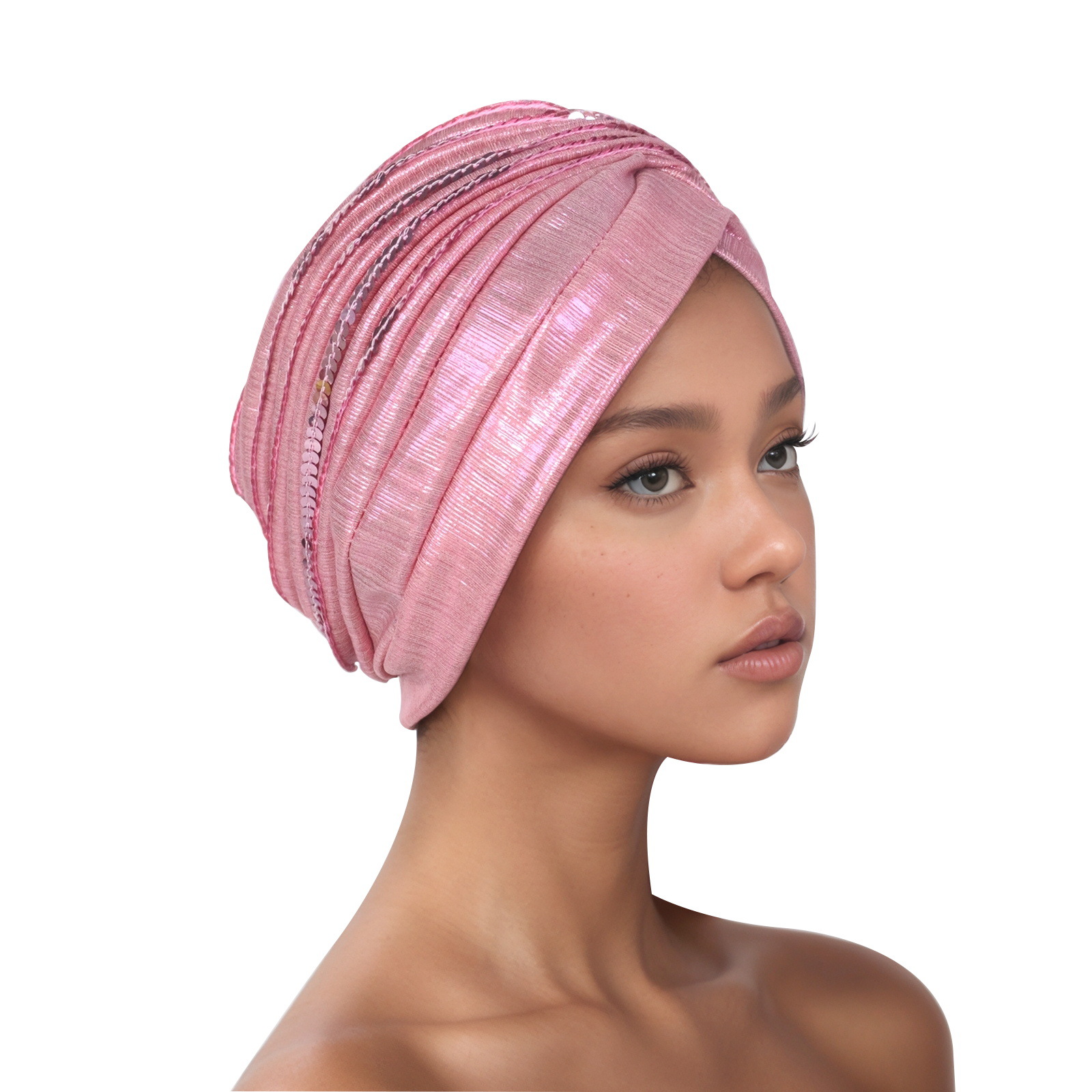 Femmes bandeau musulman foulard casquette inde chapeau prêt Hijab Bonnet Turbante Mujer été respirant paillettes Turban casquette