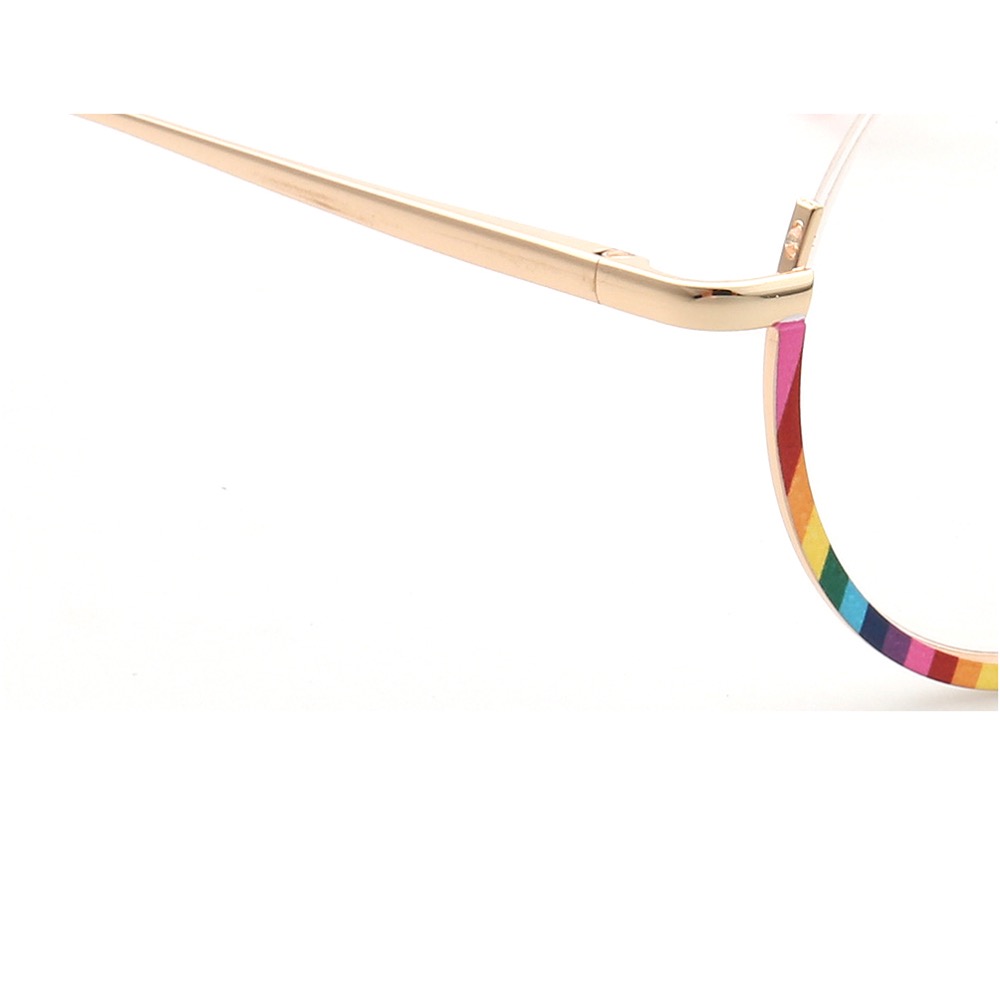 Lunettes vintage demi-jante pour femmes, montures rondes, lunettes optiques, lunettes en métal, arc-en-ciel, lunettes contrevenants, surdimensionnées