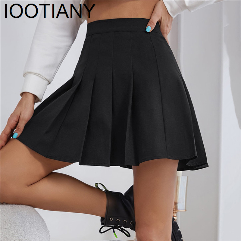 Mini jupe plissée taille haute pour femmes, jupes de tennis sexy, jupe de danse pour filles, jupes décontractées coréennes Kawaii, blanc, noir, 2023