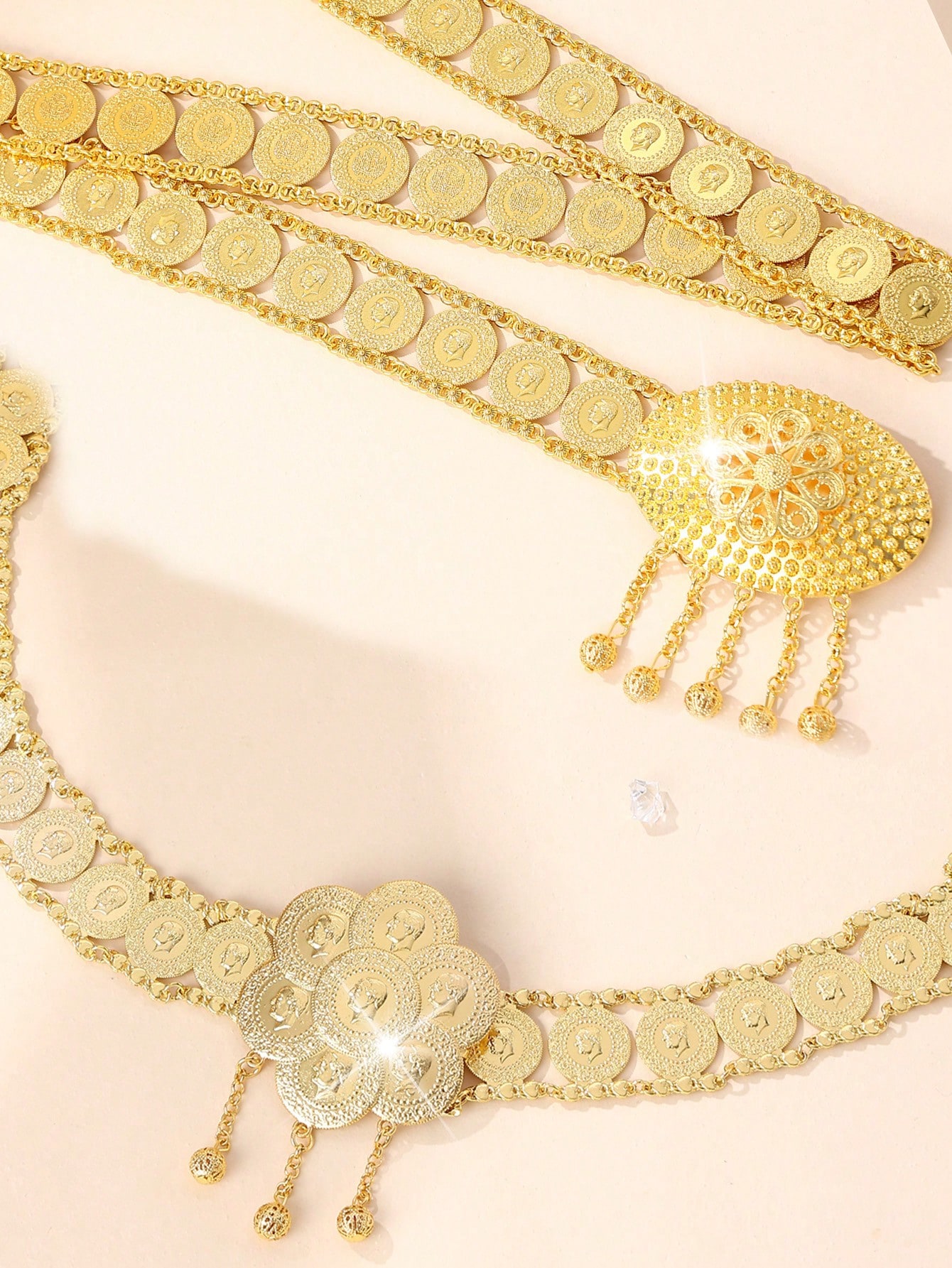 Ceinture caftan plaquée or 22 carats pour femmes, chaîne de taille arabe de Style turc, chaîne de corps pour Festival de Gala de mariage du moyen-orient, cadeau