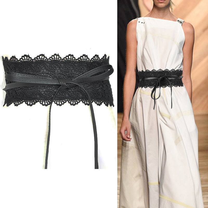 Ceinture large en dentelle pour femmes, Style Boho, Corset en cuir PU, pour robe de mariée, jupe, ceinture décorative