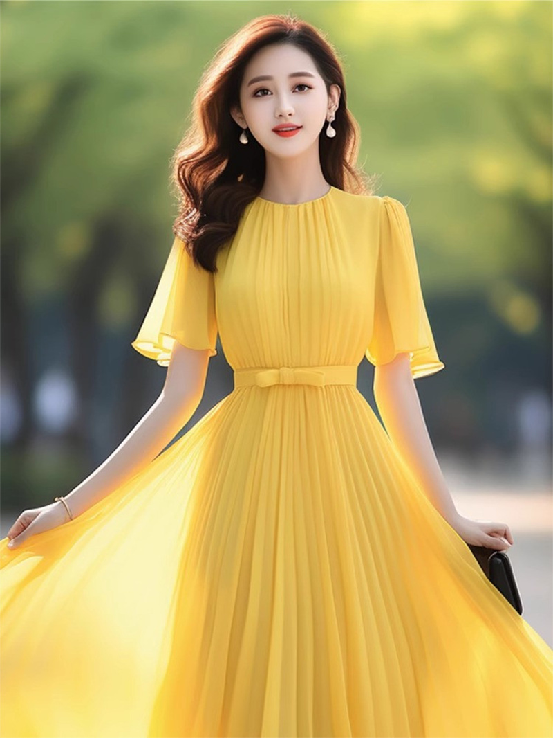 2025 été en mousseline de soie Chic bal de mariage robe mi-longue femmes élégant décontracté bohème plage vacances robe coréenne moulante fête robes