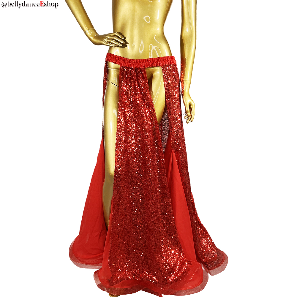 Jupe de costume Bellyylene à paillettes brillantes pour femmes et filles, jupe longue de danse du ventre, jupe de performance de fête, mode, nouveau